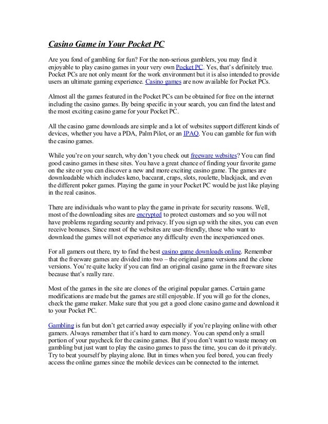 Pocket pc best casino game betting casino findfreebets